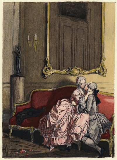 Illustration till Casanovas memoarer (färglitografi) av Jules Marie Auguste Leroux