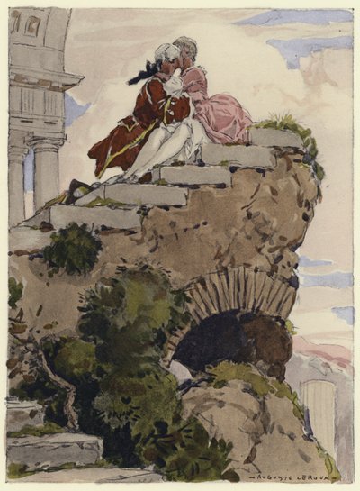Illustration till Casanovas memoarer (färglitografi) av Jules Marie Auguste Leroux
