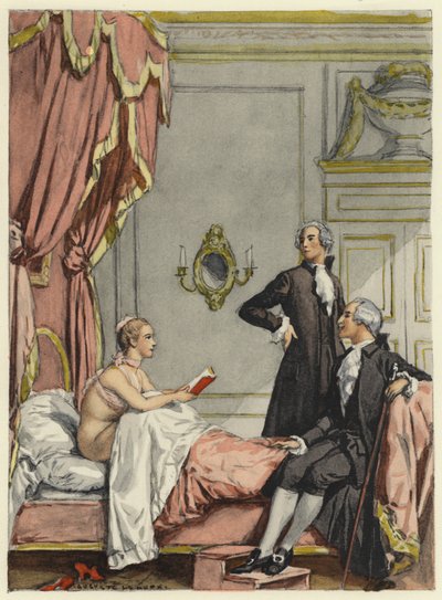 Illustration till Casanovas memoarer (färglitografi) av Jules Marie Auguste Leroux