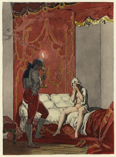Illustration till Casanovas memoarer (färglitografi) av Jules Marie Auguste Leroux