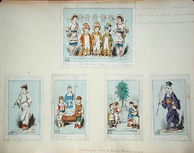 Dräkter för Alsace-Lorraine-julgranen (färggraverat gravyr) av Jules Marre