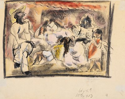 En man, två kvinnor, två barn (wc på papper) av Jules Pascin