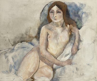 Blond flicka poserar; Blond flicka poserar, 1912 av Jules Pascin