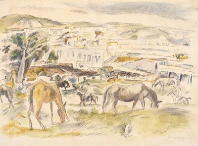 Hästar i landskapet av Jules Pascin