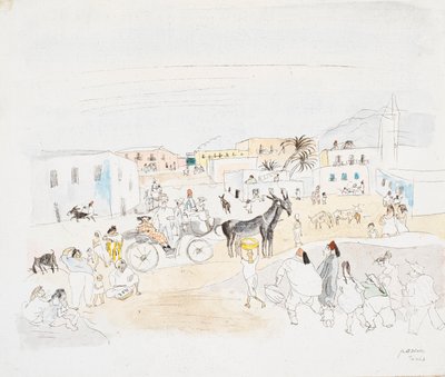 Landskap med vagn och figurer, Tunis av Jules Pascin