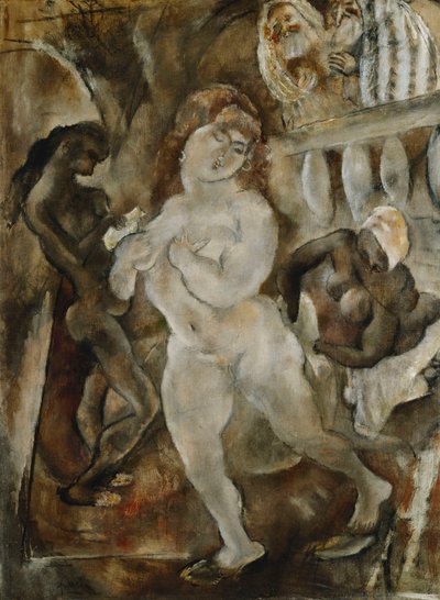 Susanna och de äldre; Susannah och de äldre, ca 1921 av Jules Pascin