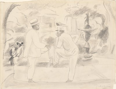 Två män i parken, Havanna av Jules Pascin