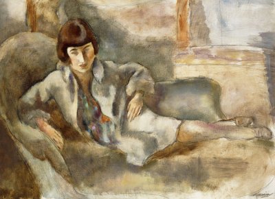 Kvinna på en soffa; Damen på soffan, c.1927 av Jules Pascin