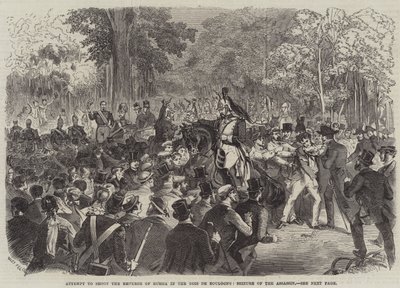 Försök att skjuta kejsaren av Ryssland i Bois de Boulogne, beslagtagande av mördaren av Jules Pelcoq