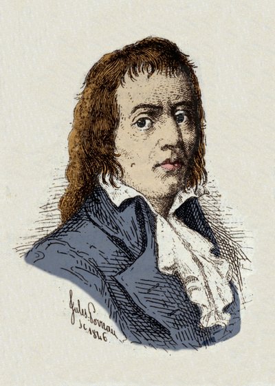 Franska revolutionen: "Porträtt av Francois Babeuf dit Gracchus (1760-1797) revolutionär" teckning av Jules Porreau av Jules Porreau