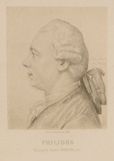 Porträtt av François-André Danican Philidor 1726-1795. av Jules Porreau