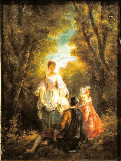 Conversation in a Park (olja på papper på duk) av Jules Robert Auguste