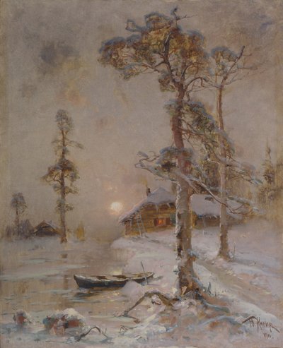 Vintersolnedgång, 1900 av Juli Julievich Klever