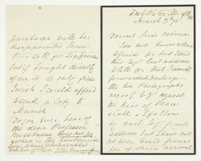 Autografiskt brev av Julia Margaret Cameron