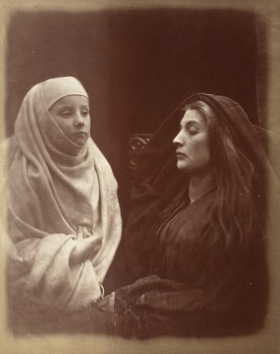 Den lilla novisen och drottning Guinevere i Almsburys heliga fattighus av Julia Margaret Cameron