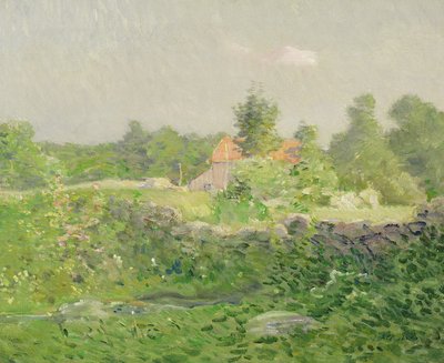 Landskap och gård, ca 1895 (olja på duk) av Julian Alden Weir