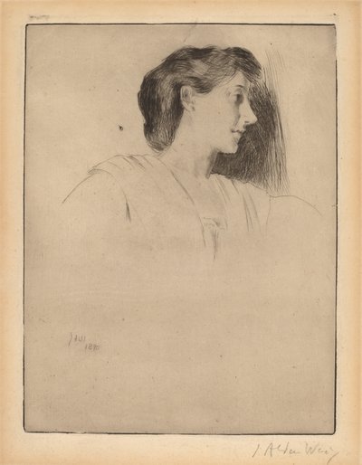 Profil för en kvinnas huvud, 1890. av Julian Alden Weir