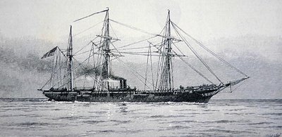Amerikansk krigsslup "Kearsage" från den federala flottan (gravyr) av Julian Oliver (after) Davidson