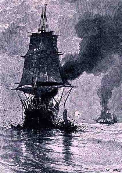 Valfångare som "provar sig fram", illustration från "The Century Illustrated Monthly Magazine". av Julian Oliver (after) Davidson