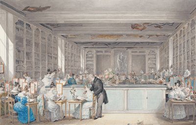 Pierre-Joseph Redoutés skola för botanisk teckning i Salle Buffon i Jardin des Plantes, 1830 (wc och grafit på papper) av Julie Ribault
