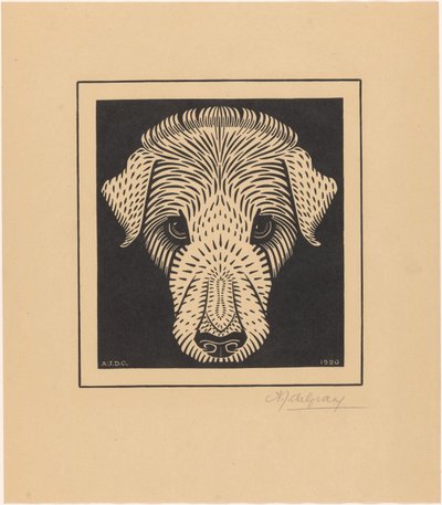 hundhuvud av Julie de Graag (signed by artist)