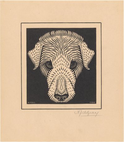 hundhuvud av Julie de Graag (signed by artist)