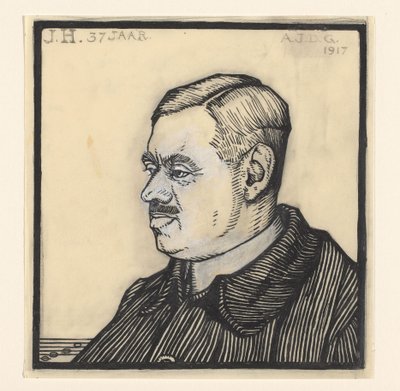 Porträtt av en 37-årig man med initialerna J.H. av Julie de Graag (signed by artist)