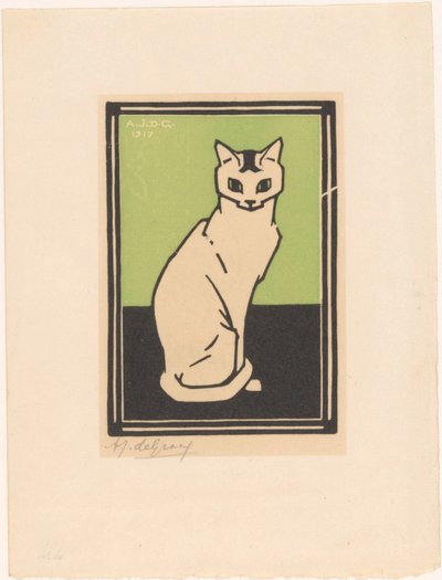 sittande katt av Julie de Graag (signed by artist)