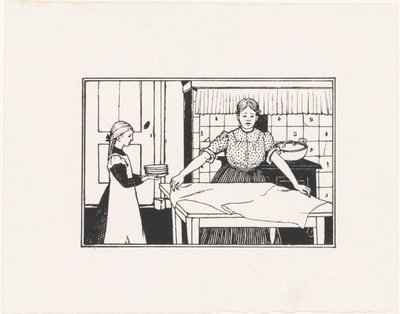 Kvinna och flicka dukar ett bord av Julie de Graag