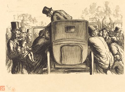 Universell utställning: Utlänningen hittar alla önskvärda faciliteter... av Julien Antoine Peulot after Honoré Daumier