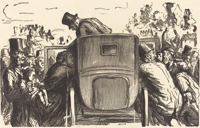 Universell utställning: Utlänningen hittar alla önskvärda faciliteter... av Julien Antoine Peulot after Honoré Daumier