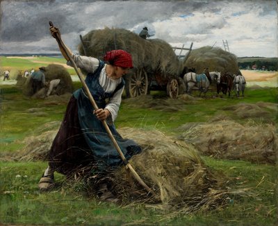 Scen för höbärgning av Julien Dupre