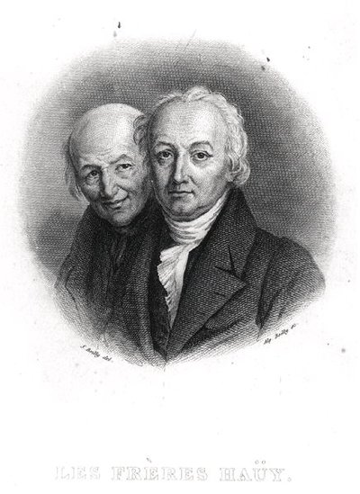 Bröderna Hauy: Rene-Just (1743-1822) och Valentin Hauy (1745-1822) graverade av Alphonse Boilly (1801-67) (gravyr) (s/v foto) av Julien Leopold (after) Boilly