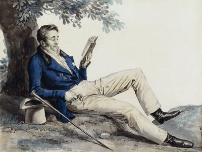 En ung man som läser under ett träd, av Julien Leopold Boilly