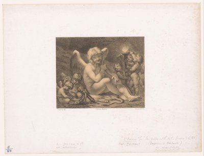 Amor och putti vässar sina pilar Les Preparatifs de la guerre av Julien Leopold Boilly