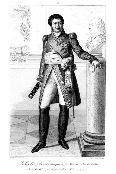 Henri Jacques-Guillaume Clarke 1765-1818, hertig av Feltre och marskalk av Frankrike, 1839. av Julien Leopold Boilly