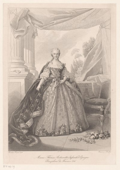 Porträtt av Maria Theresia van Bourbon Marie Thérèse Antoinette Infanta från Spanien (titel på objekt) av Julien Leopold Boilly