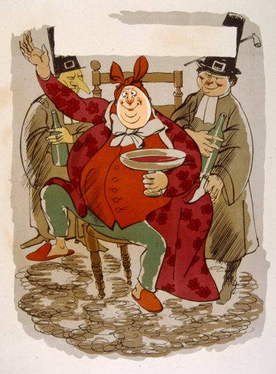 Humoristisk vinillustration 1946. Illustration av Julien Pavil av Julien Pavil