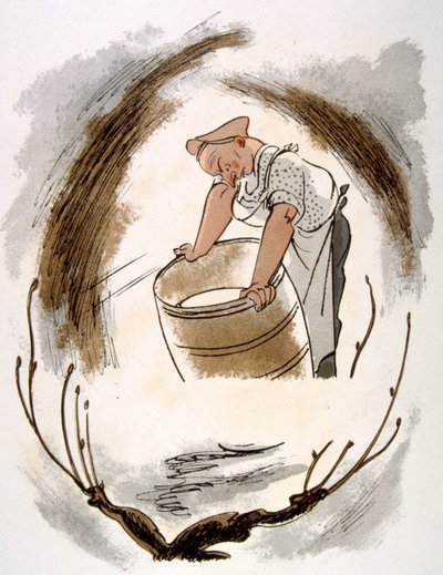 Humoristisk vinillustration 1946. Illustration av Julien Pavil av Julien Pavil