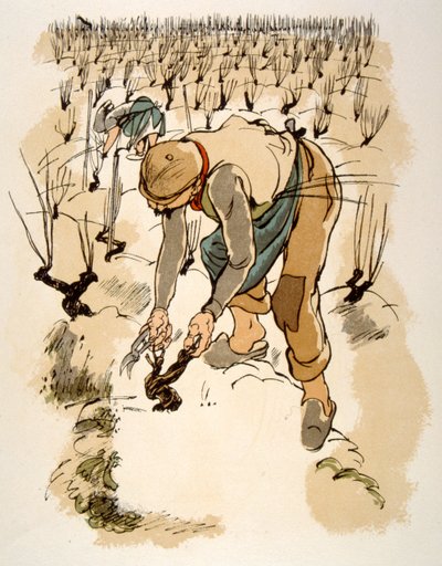 Humoristisk vinillustration 1946. Illustration av Julien Pavil av Julien Pavil