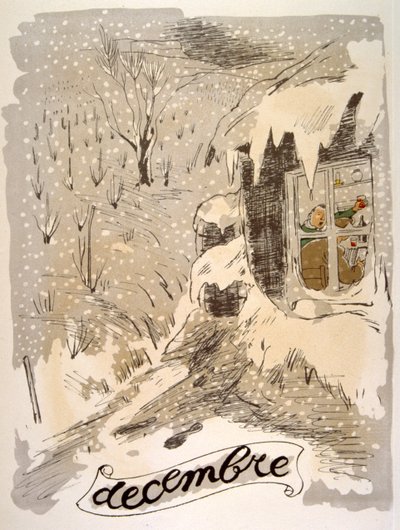 Humoristisk vinillustration 1946. Illustration av Julien Pavil av Julien Pavil