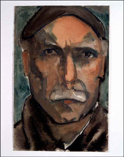 Självporträtt (akvarell på papper) av Julio Gonzalez