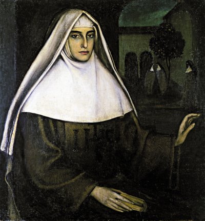 Porträtt av en nunna, 1900-talet (oljemålning) av Julio Romero de Torres