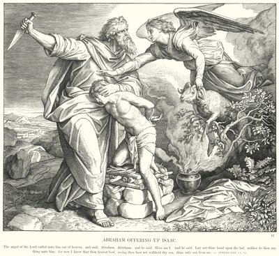 Abraham offrar Isak (gravyr) av Julius (after) Schnorr von Carolsfeld