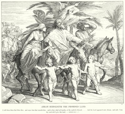 Abram Beholdeth det utlovade landet (gravyr) av Julius (after) Schnorr von Carolsfeld