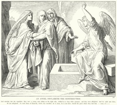 En ängel förkunnar uppståndelsen (gravyr) av Julius (after) Schnorr von Carolsfeld