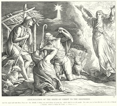 Tillkännagivande av Kristi födelse till herdarna (gravyr) av Julius (after) Schnorr von Carolsfeld