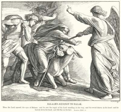 Bileams resa till Balak (gravyr) av Julius (after) Schnorr von Carolsfeld