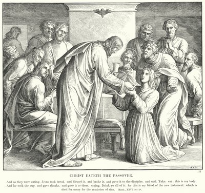 Kristus äter påsken (gravyr) av Julius (after) Schnorr von Carolsfeld