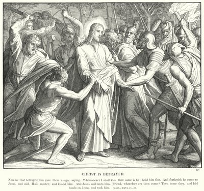 Kristus är förrådd (gravyr) av Julius (after) Schnorr von Carolsfeld